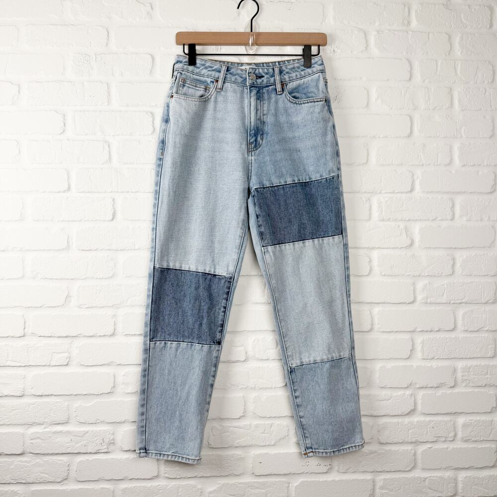 PacSun Mom Jeans Two Tone Patchwork High Rise Denim Tapered Leg Y2K Size 26